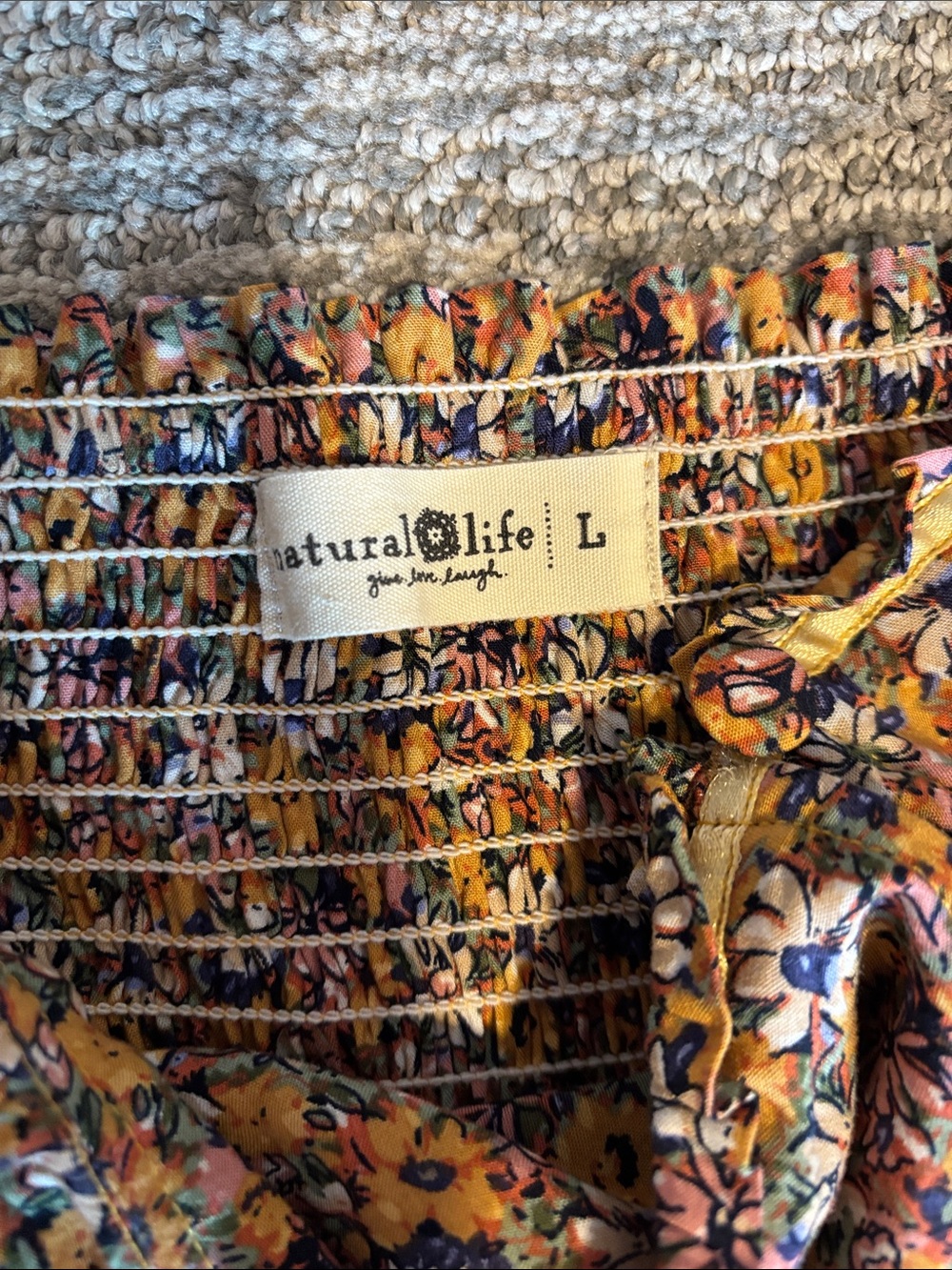 NATURAL LIFE Mustard Yellow Floral Boho Maxi Skirt - Picture 2 of 5